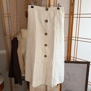 23. NWT Reformation Highland Linen Button Front Midi Skirt White Size 6